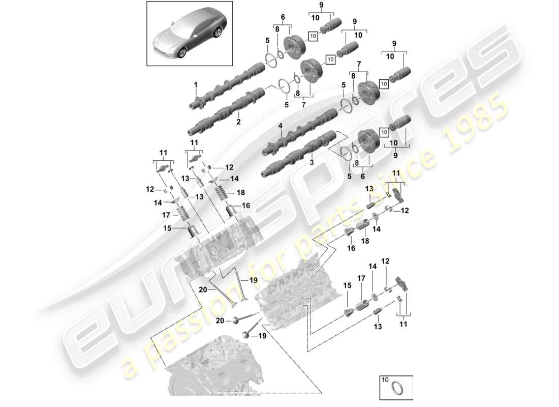 porsche 2021 (panamera 971-1) nockenwelle, ventile ersatzteildiagramm