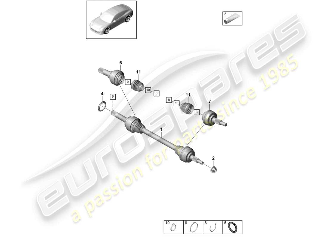 porsche 2021 (panamera 971-1) antriebswelle hinterachse teilediagramm