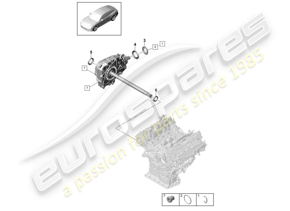 porsche 2021 (panamera 971-1) vorderachsdifferential einzelteile teilediagramm