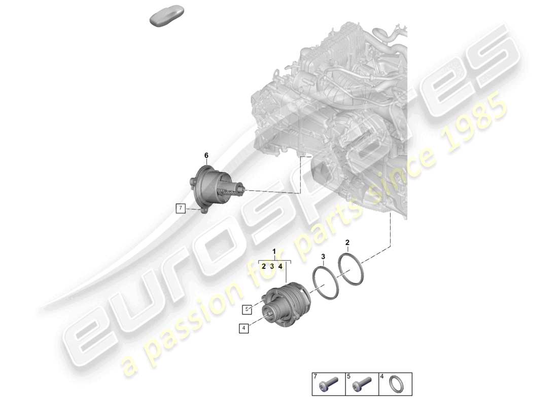porsche 2024 (992-2) kühlmittelpumpenthermostat-teilediagramm
