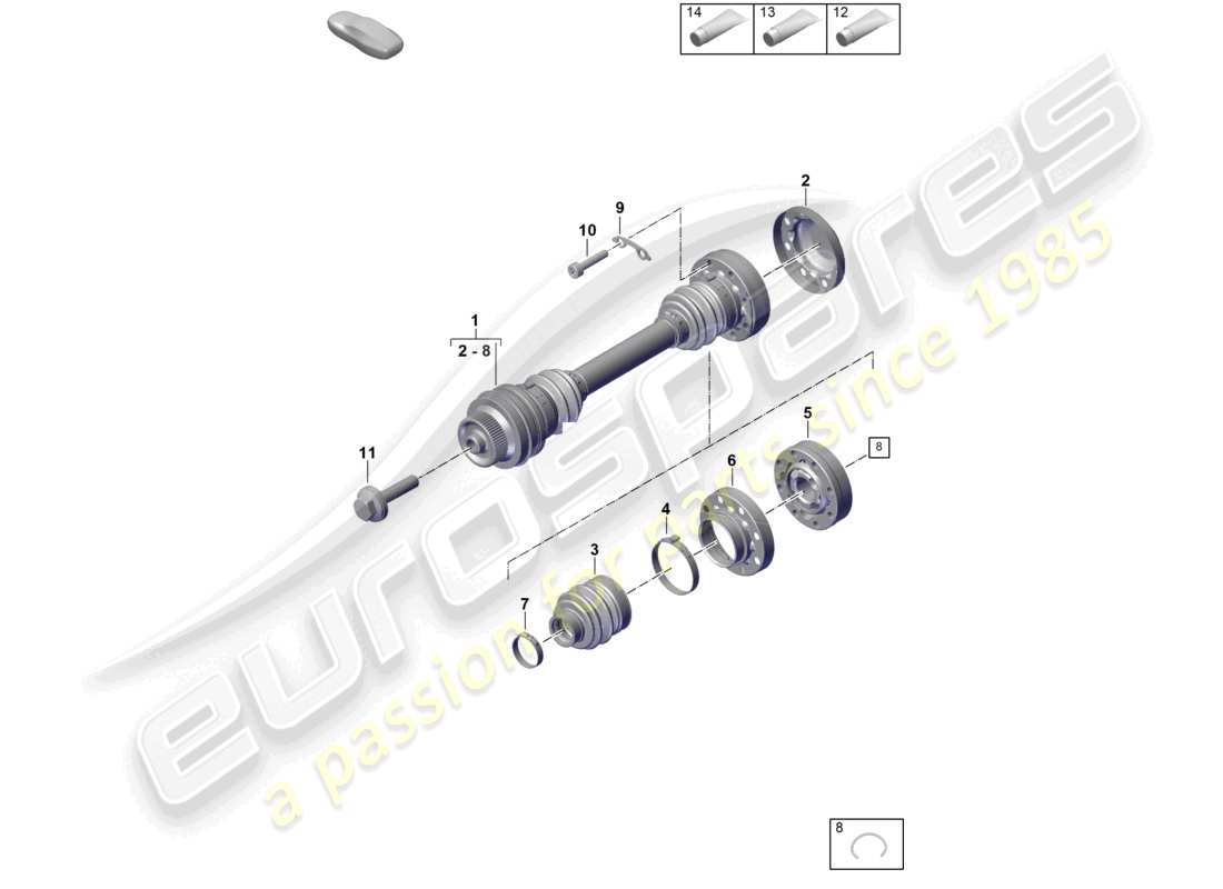 porsche 2024 (992-2) antriebswelle hinterachse teilediagramm