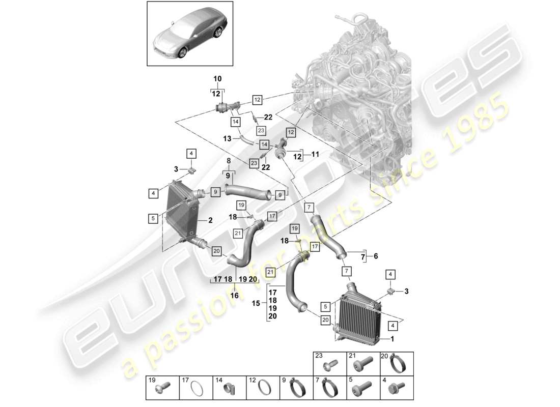 porsche 2021 (panamera 971-1) ladeluftkühler-druckrohr teilediagramm