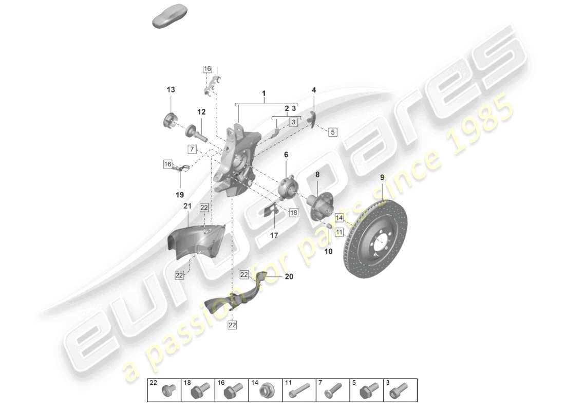 porsche 2021 (992-1 gt3/rs/st) radträger radnabe teilediagramm