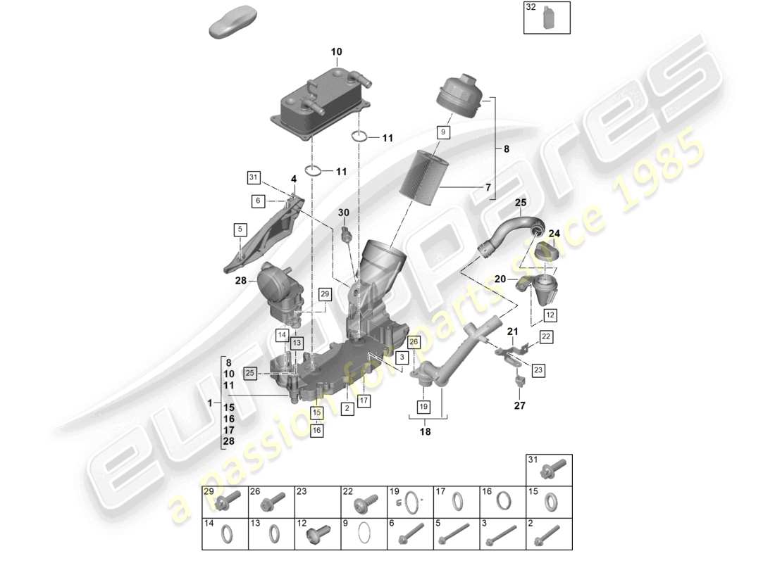 porsche 2024 (992-2) ölfilterkonsole motoröl teilediagramm