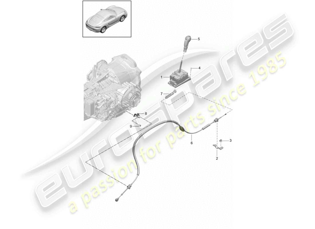 porsche 2025 (718 cayman) wählhebel - pdk - teilediagramm