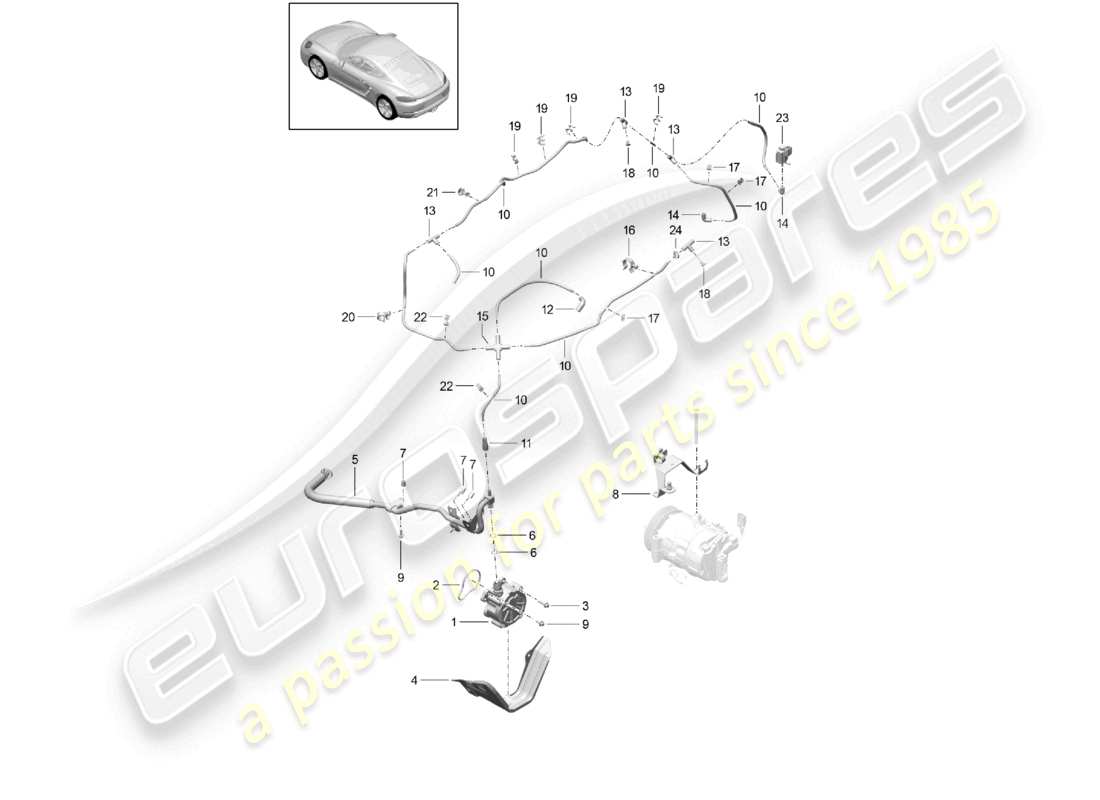 porsche 2024 (718 cayman) vakuumsystem motor vakuumpumpe teilediagramm