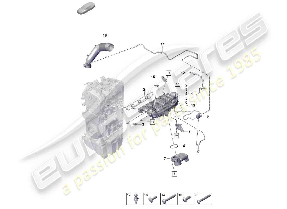 porsche 2025 (cayenne e3 pa) ansaugkrümmer-drosselklappenadapter teilediagramm