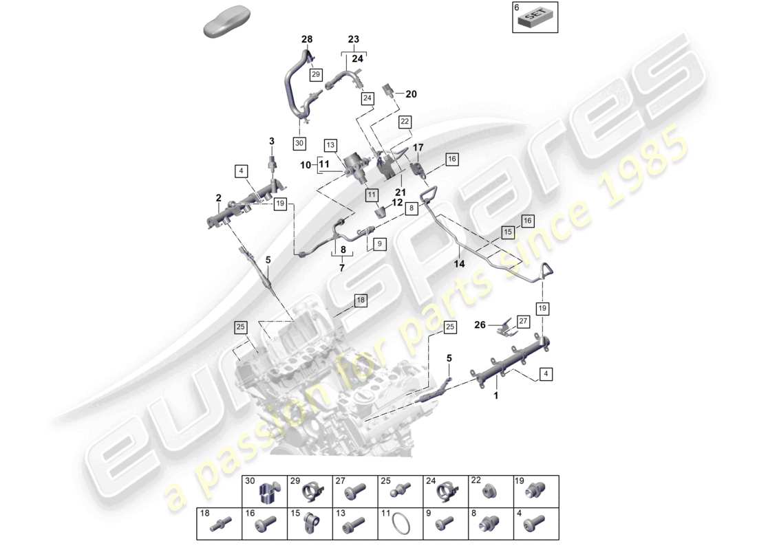porsche 2025 (cayenne e3 pa) kraftstoffsammelrohr hochdruckinjektor hochdruckpumpe kraftstoffleitung teilediagramm