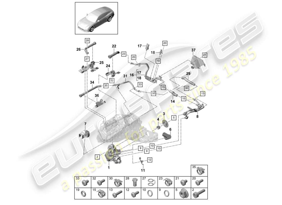 porsche 2021 (panamera 971-1) hochdruckpumpe kraftstoffleitung teilediagramm