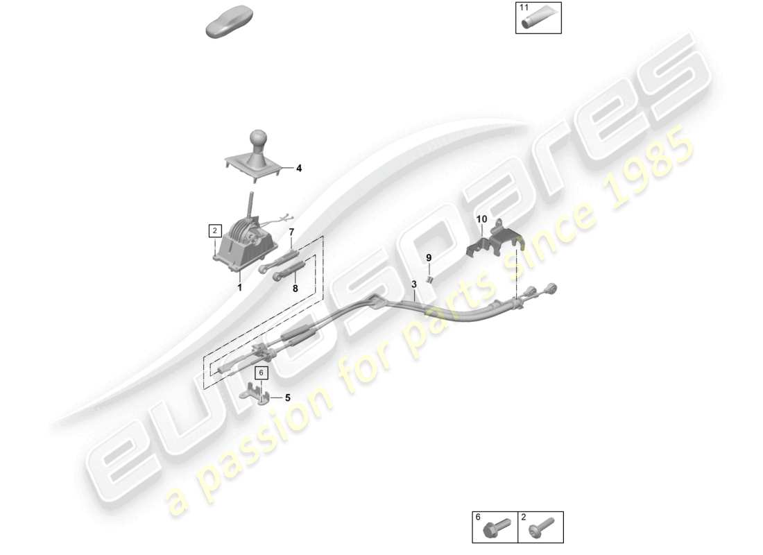 porsche 2026 (992-2 gt3) wählhebelmechanismus 7-speed schaltgetriebe ersatzteildiagramm