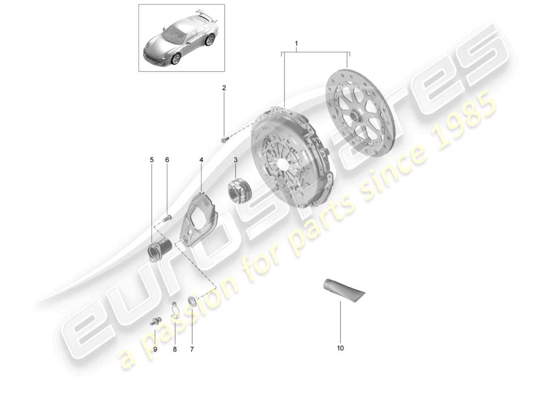 porsche 2021 (991-2 r/gt3/rs) kupplung ersatzteildiagramm