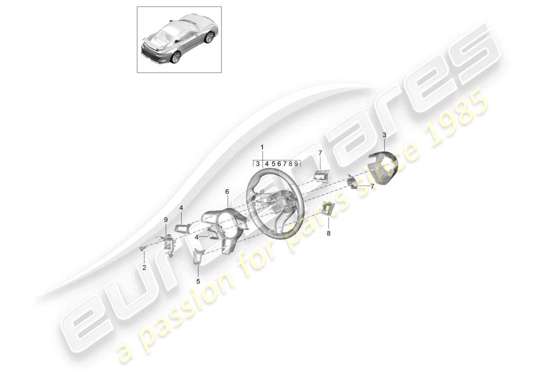 porsche 2021 (991-2 r/gt3/rs) lenkrad d - mj 2019>>speedster teilediagramm