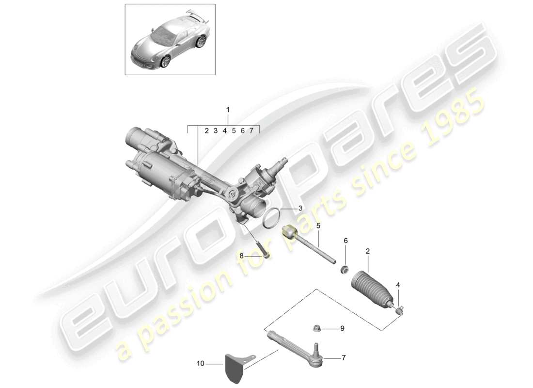 porsche 2021 (991-2 r/gt3/rs) lenkgetriebe spurstangenkopf spurstange d - mj 2018>> ersatzteildiagramm