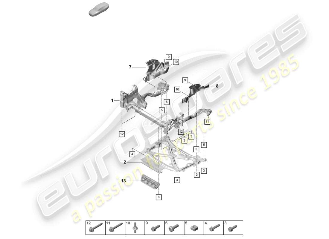 porsche 2025 (cayenne e3 pa) stützrahmen aufhängungshilfsrahmen schutzplatte teilediagramm