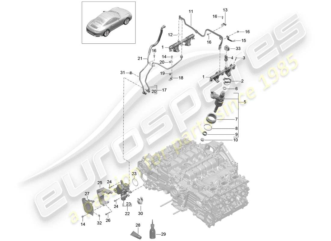 porsche 2018 (991-2 turbo) kraftstoffsammelrohr ersatzteildiagramm
