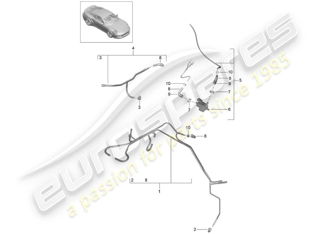 porsche 2018 (991-2 turbo) vakuumsystem teilediagramm