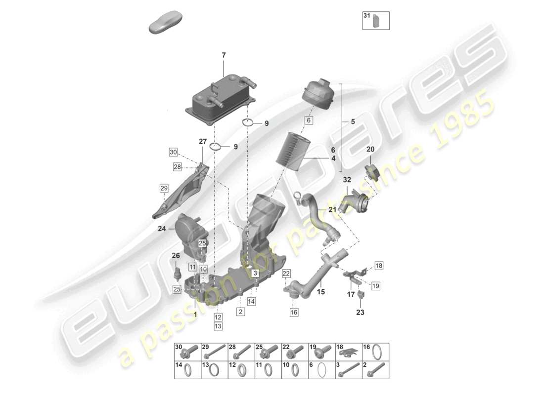 porsche 2024 (992-1) ölfilterkonsole motoröl teilediagramm