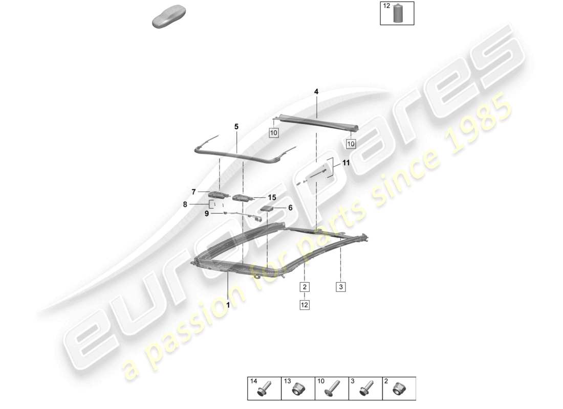 porsche 2025 (macan-e) glasdachrahmen zubehör teilediagramm