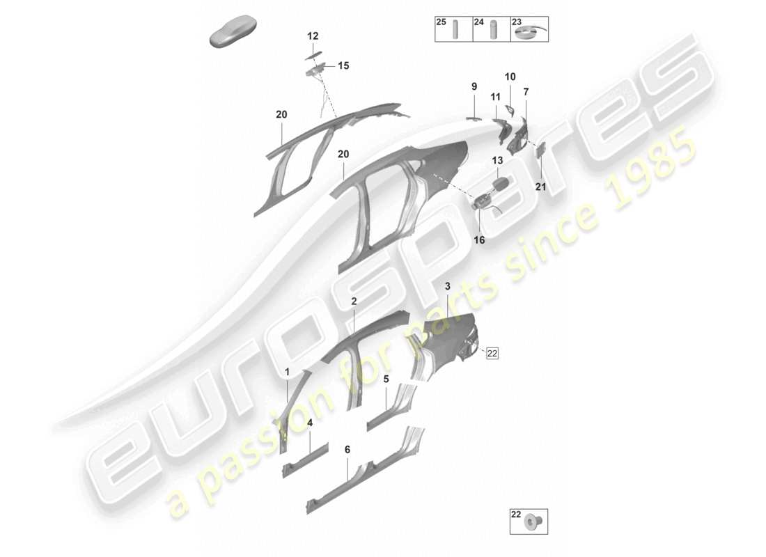 porsche 2022 (panamera 971-2) seitenteil außen teilediagramm
