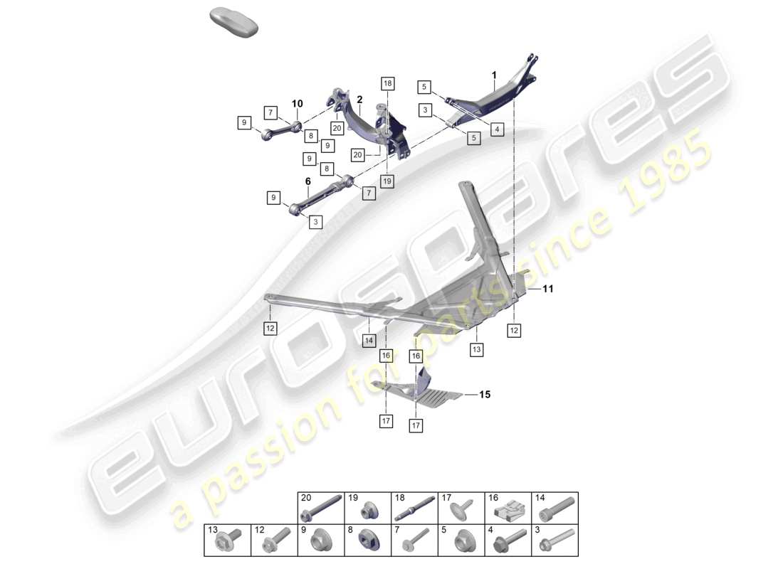 porsche 2021 (992-1 gt3/rs/st) hinterachse querträger teilediagramm