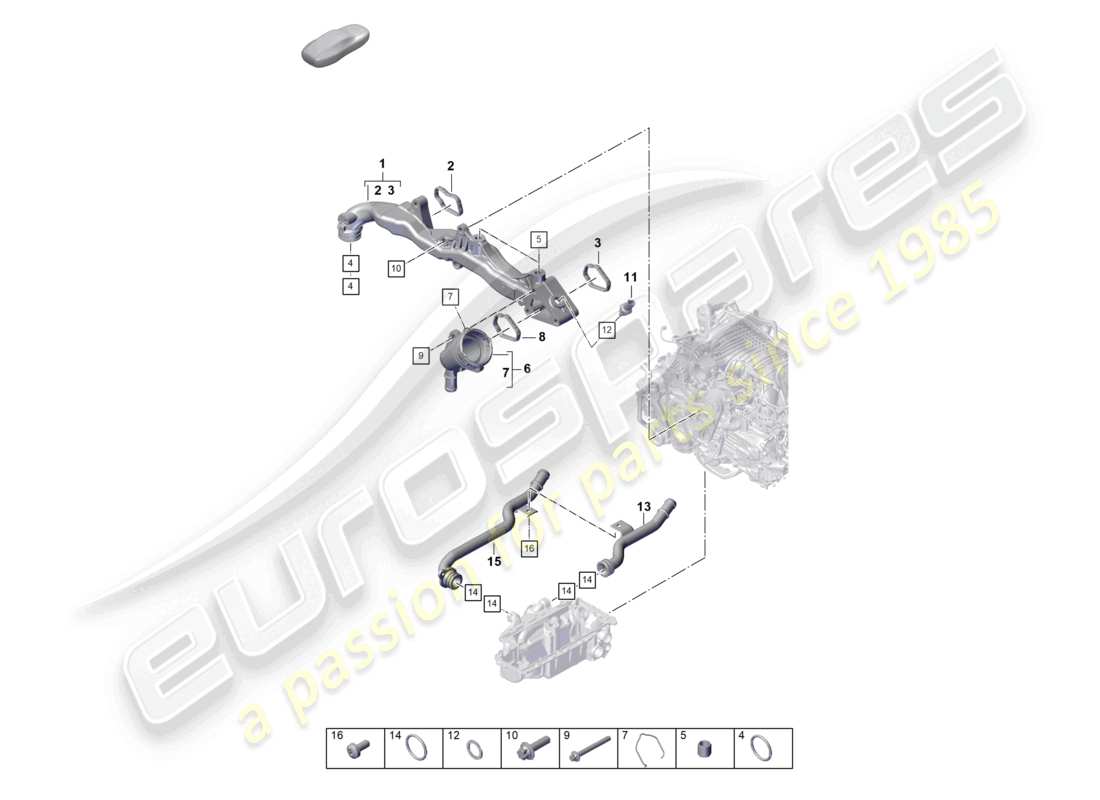 porsche 2022 (992-1 gt3/rs/st) aggregateträger kühlmittelrohr teileübersicht