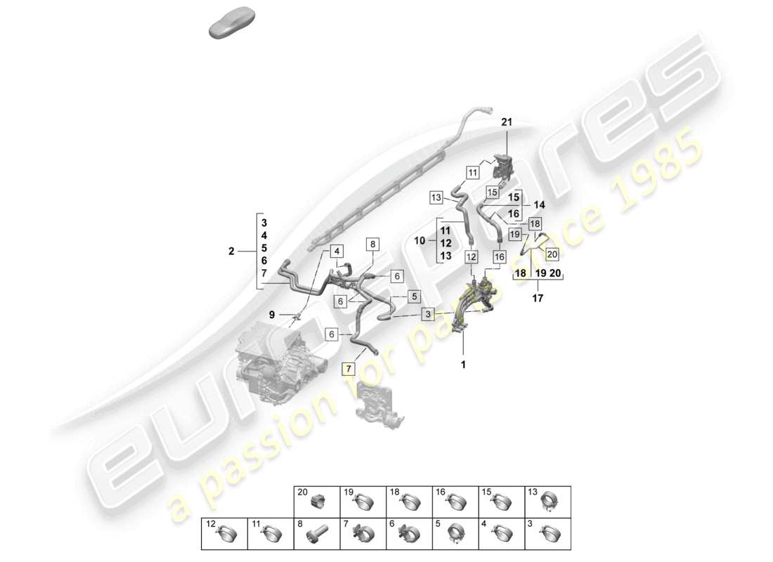 porsche 2025 (macan-e) kühlmittelkühlsystem teilediagramm