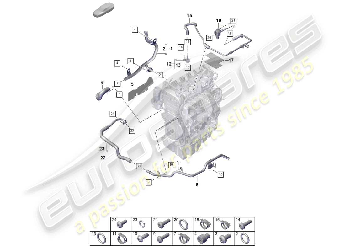 porsche 2025 (cayenne e3 pa) kühlmittelkühlsystem teilediagramm
