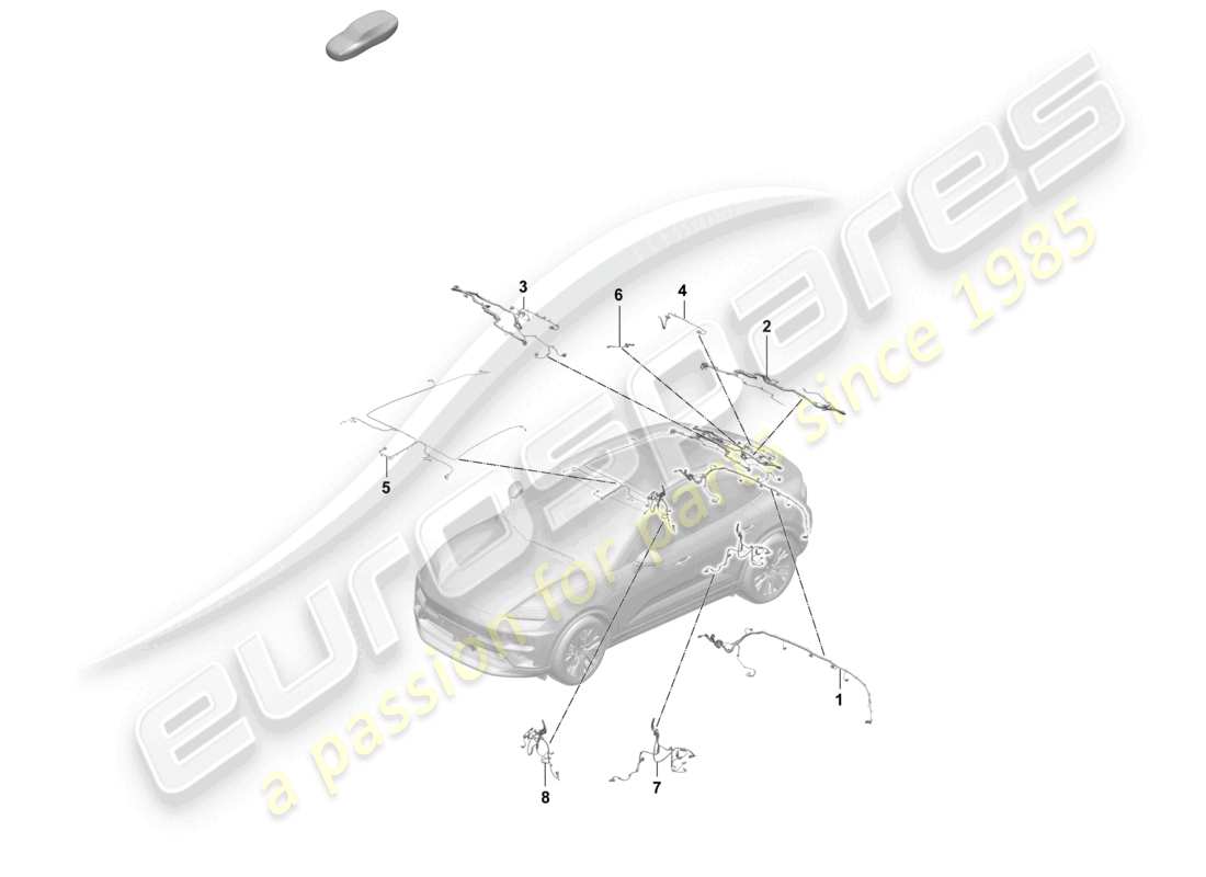 porsche 2025 (macan-e) kabelbäume heckstoßstange heckspoiler heckklappe formhimmel kabelbaum für antiblockiersystem -abs- teilediagramm