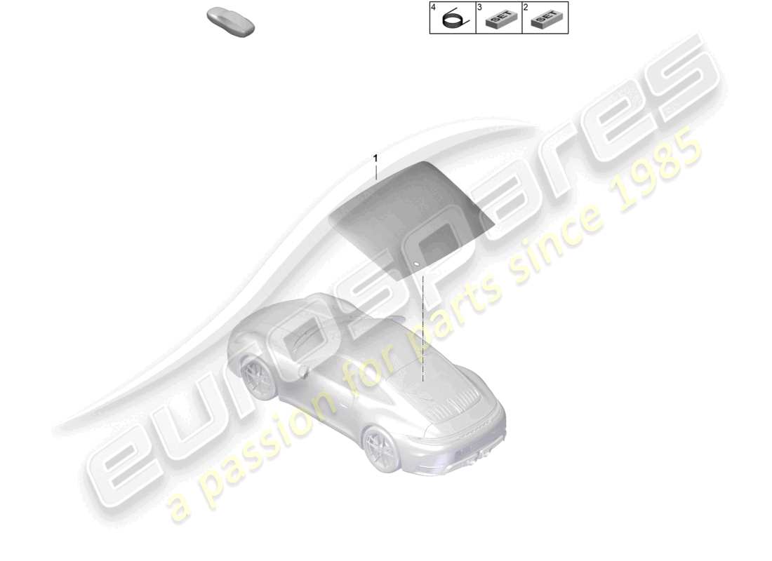 porsche 2026 (992-2 gt3) heckscheibe teilediagramm