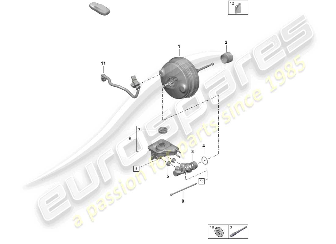 porsche 2021 (718 cayman gt4) hauptbremszylinder bremskraftverstärker teilediagramm