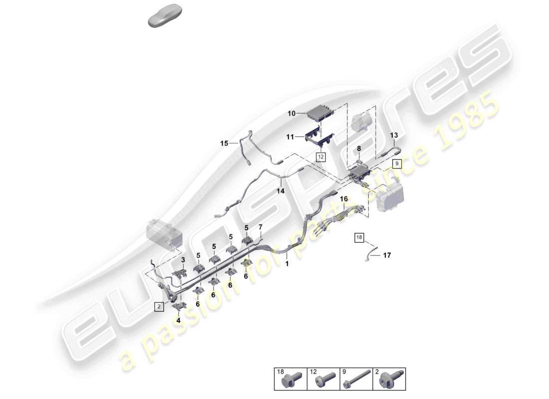 porsche 2024 (992-2) kabelbäume für hochvoltsystem teilediagramm