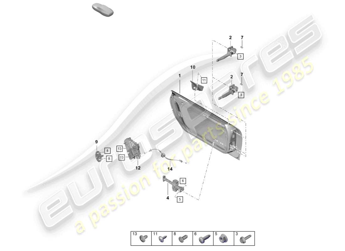 porsche 2020 (718 cayman gt4) türrohbau mit einbauteilen türschloss teilediagramm