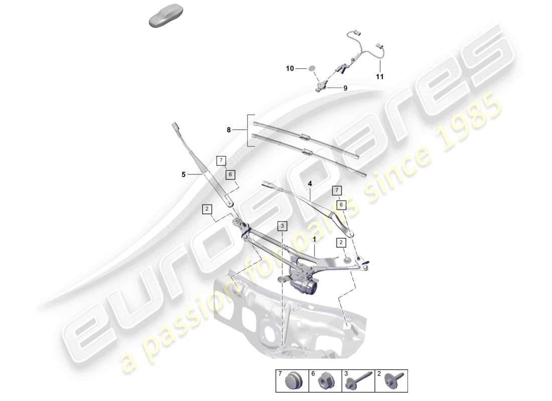 porsche 2021 (992-1 turbo / s) scheibenwischeranlage kompl. regensensor ersatzteilübersicht