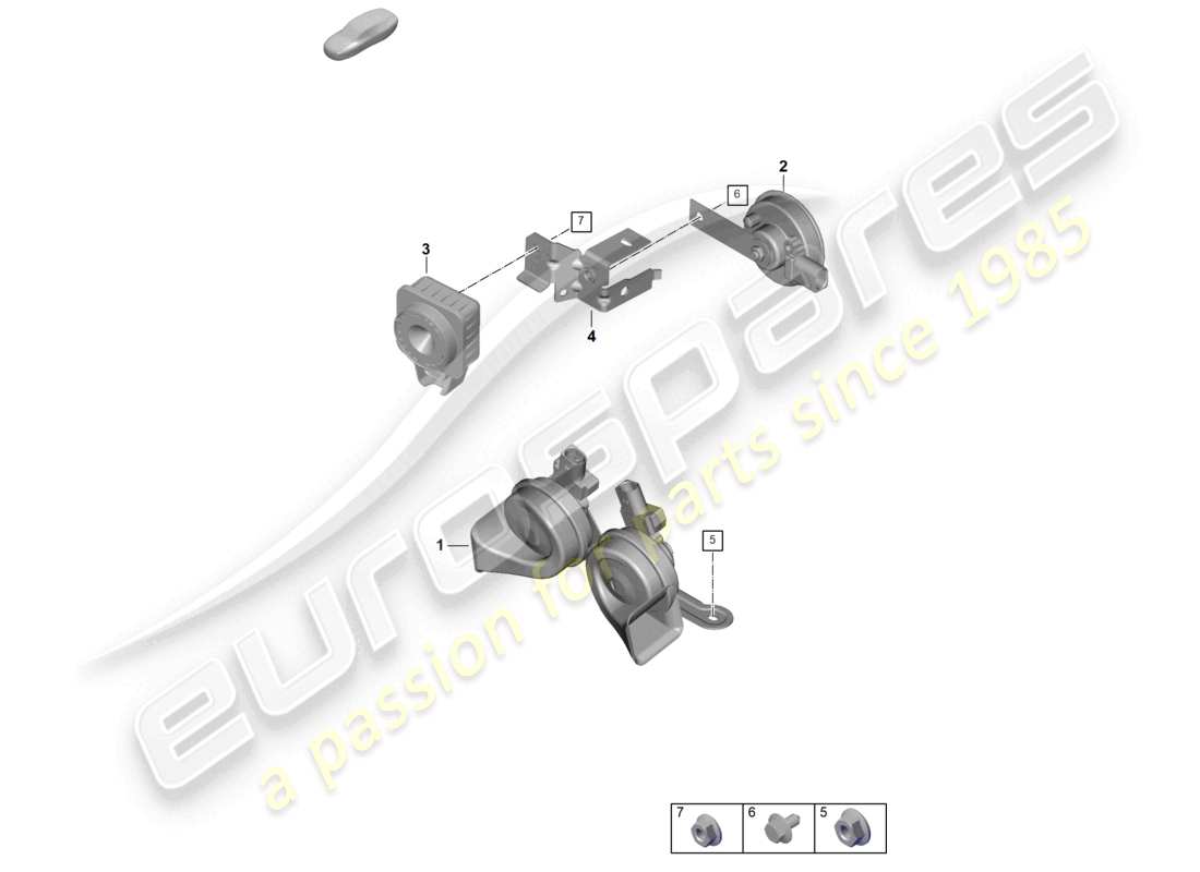 porsche 2025 (992-2 gt3) fanfare signalhorn alarmsystem teilediagramm