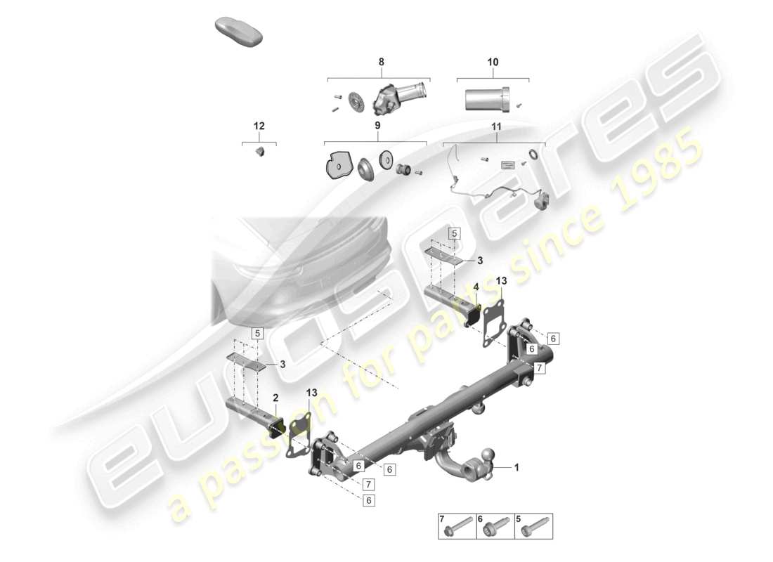 porsche 2024 (panamera 971-2) anhängerkupplung - ersatzteildiagramm