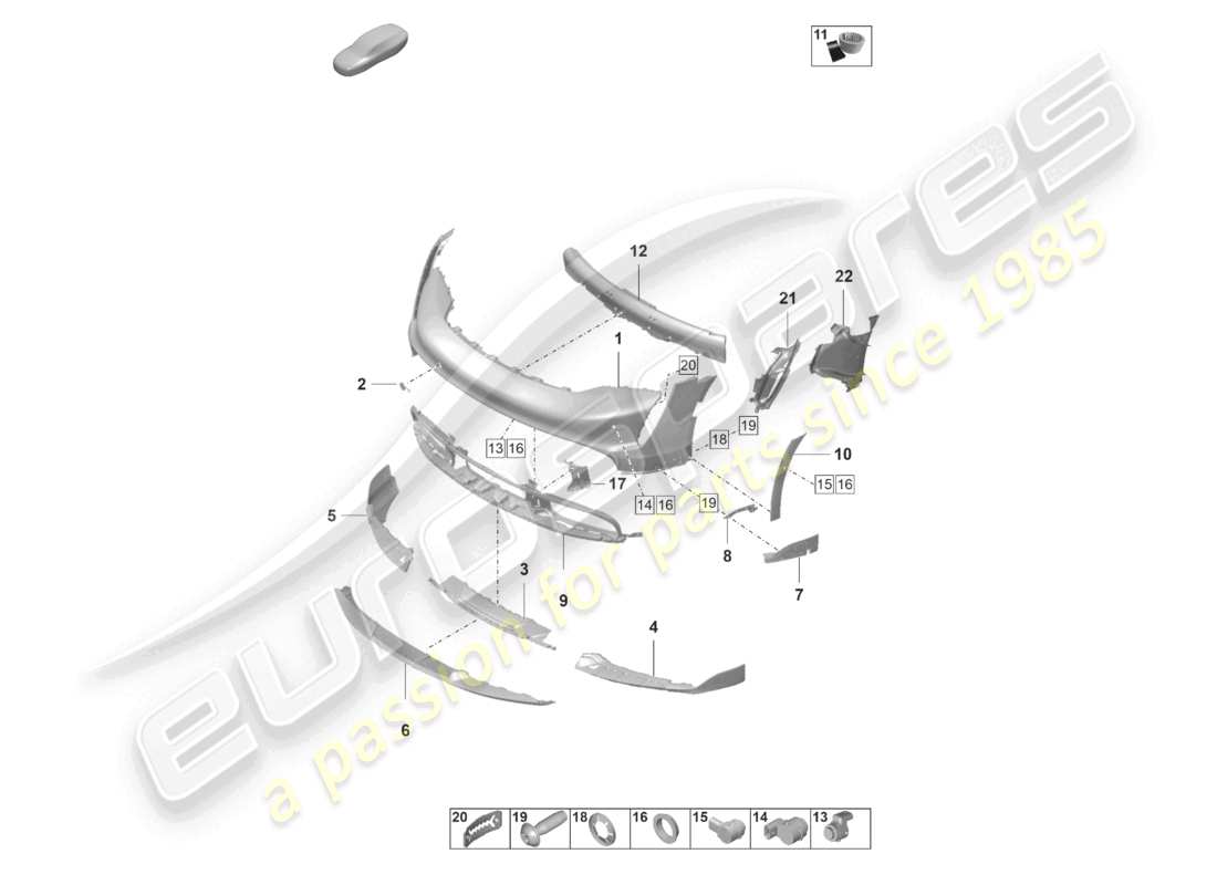 porsche 2020 (taycan 9j1-1) stoßfänger vorne taycan cross turismo turbo s ersatzteildiagramm