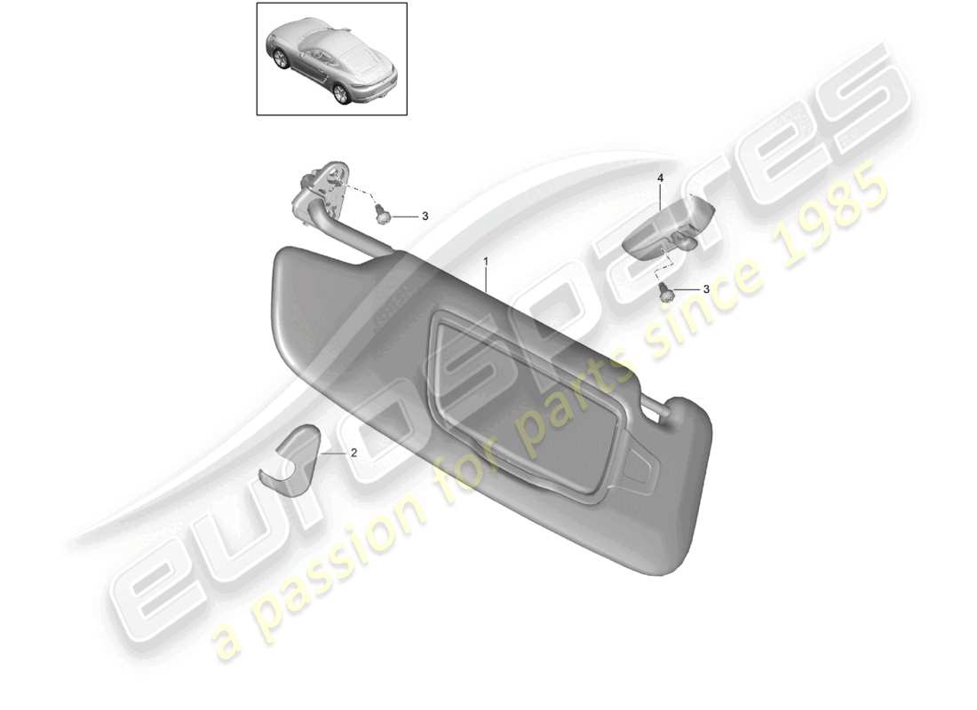 porsche 2023 (718 cayman) sonnenblenden teilediagramm