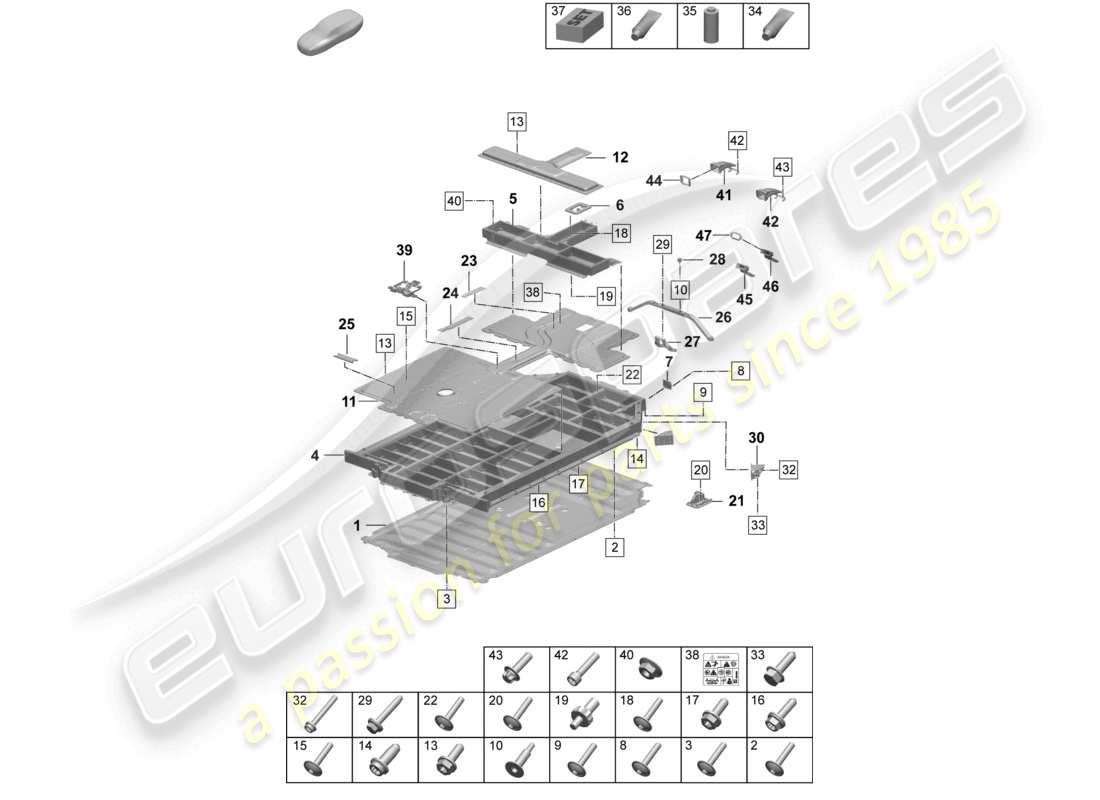 porsche 2026 (taycan 9j1-2) ersatzakku elektroantriebsgehäuse teilediagramm