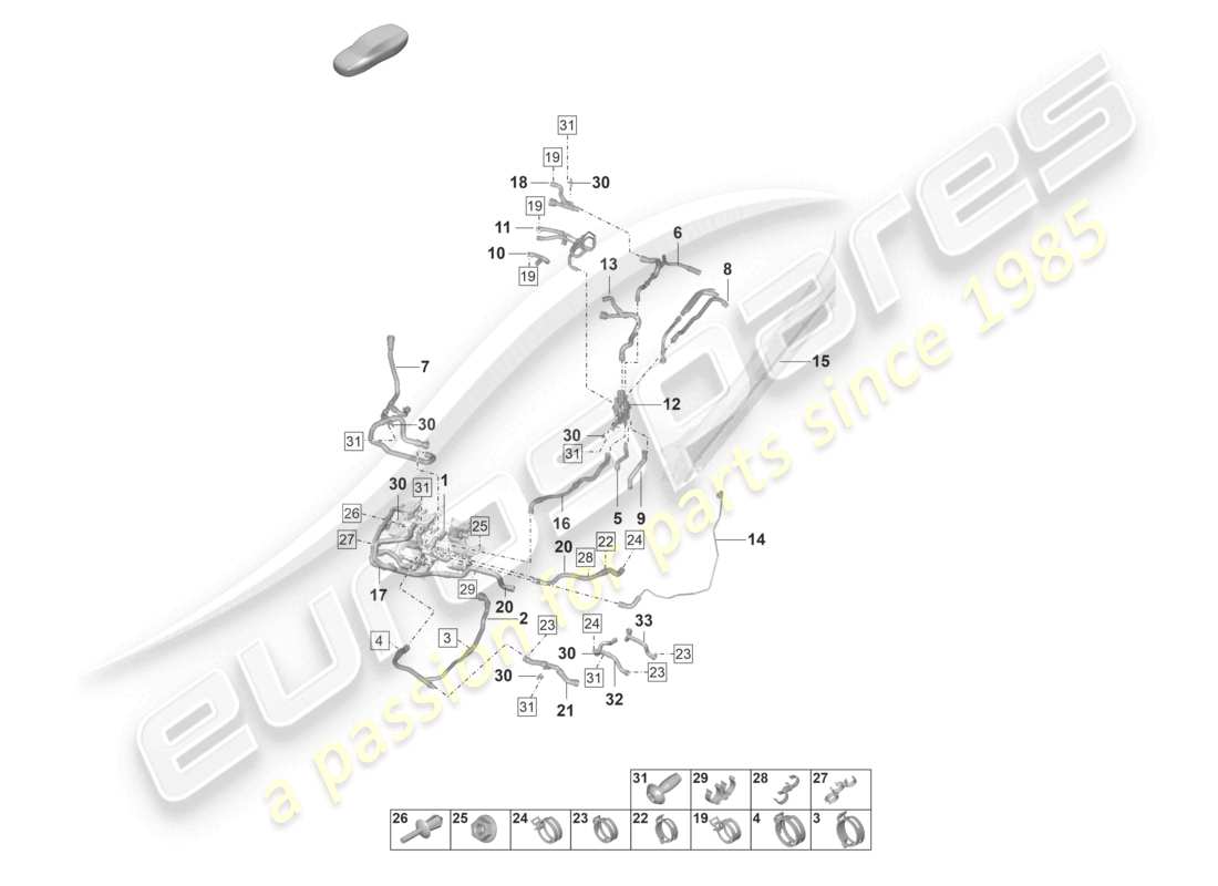 porsche 2023 (taycan 9j1-1) kühlmittelrohr d >>- mj 2020 ersatzteildiagramm