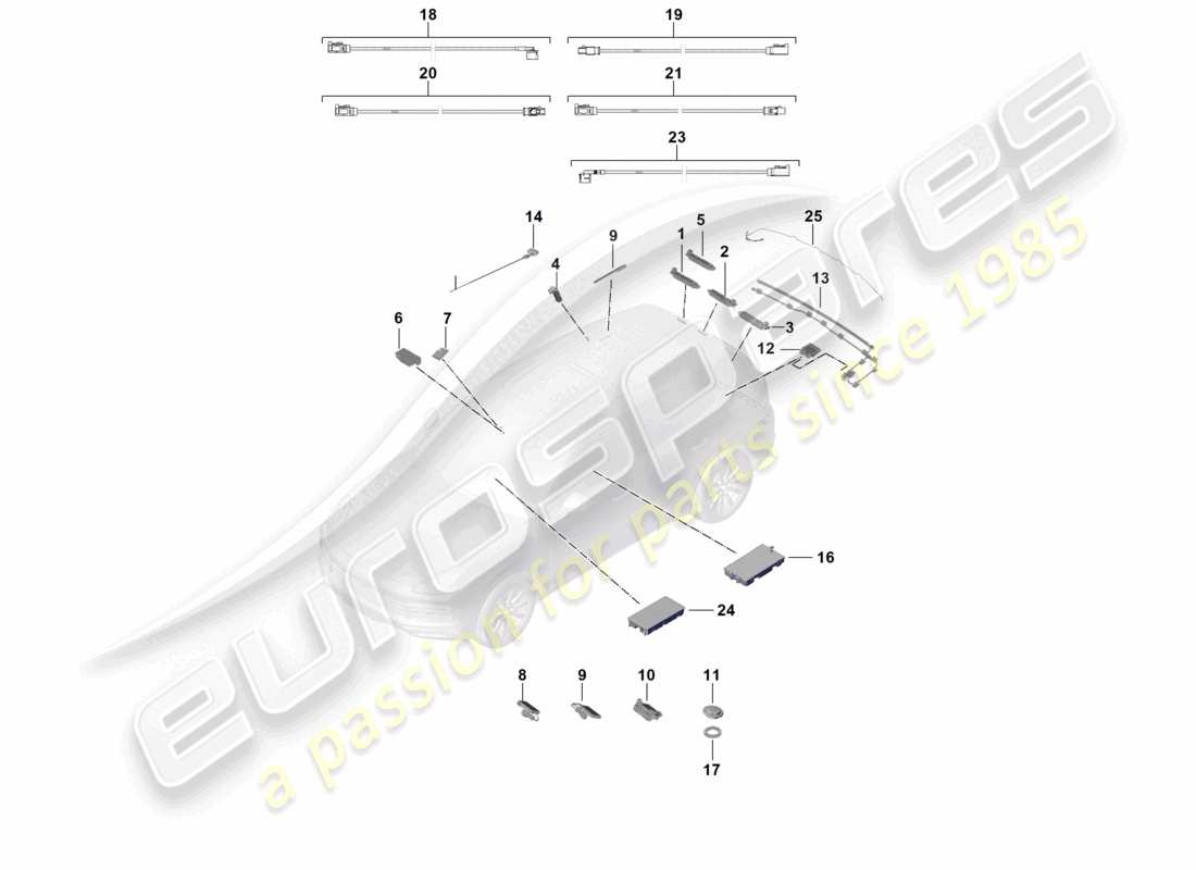 porsche 2024 (cayenne e3 9ya/9yb) antennenverstärker antennenanschlussleitung datenanschlussleitung teilediagramm