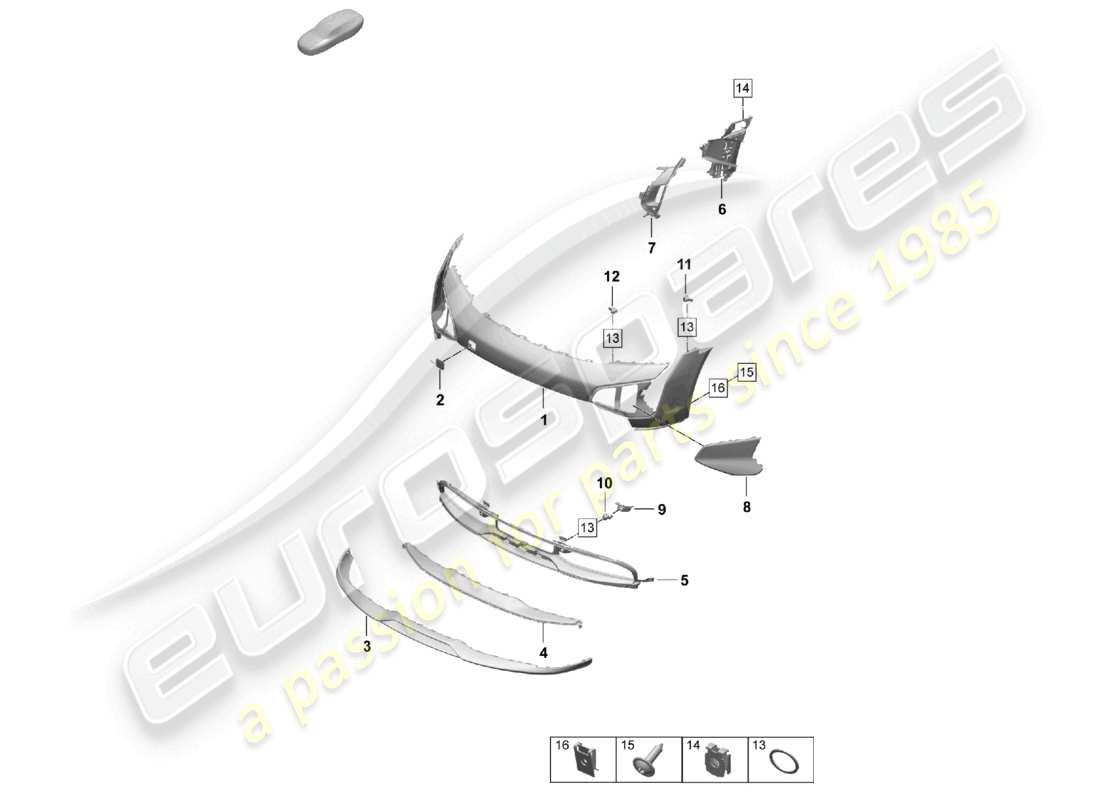 porsche 2026 (taycan 9j1-2) stoßstange vorne taycan cross turismo turbo teilediagramm