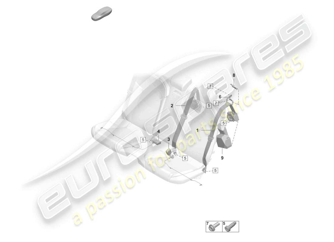 porsche 2026 (taycan 9j1-2) dreipunkt-sicherheitsgurt hinten gurtschloss teilediagramm