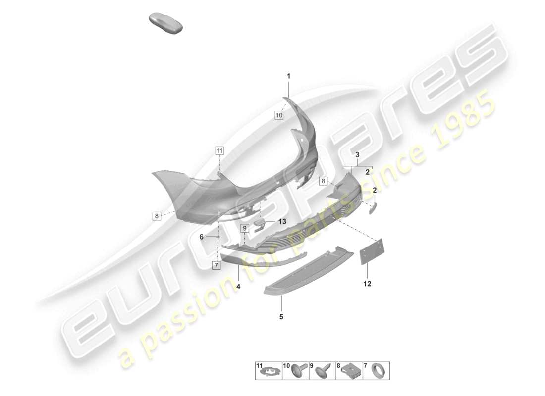 porsche 2022 (taycan 9j1-1) stoßfänger hinten sport design paket ersatzteilübersicht