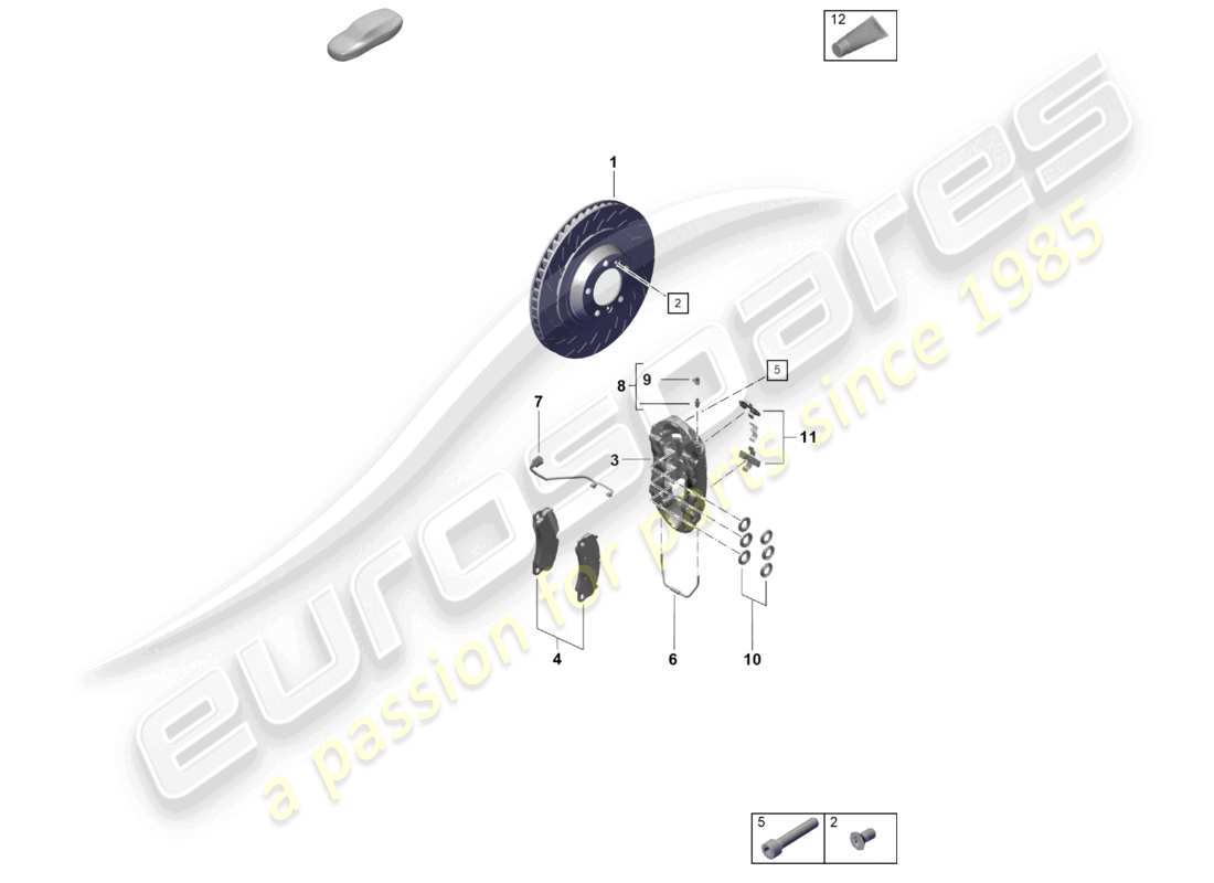 porsche 2021 (718 cayman gt4) scheibenbremse vorderachse teilediagramm