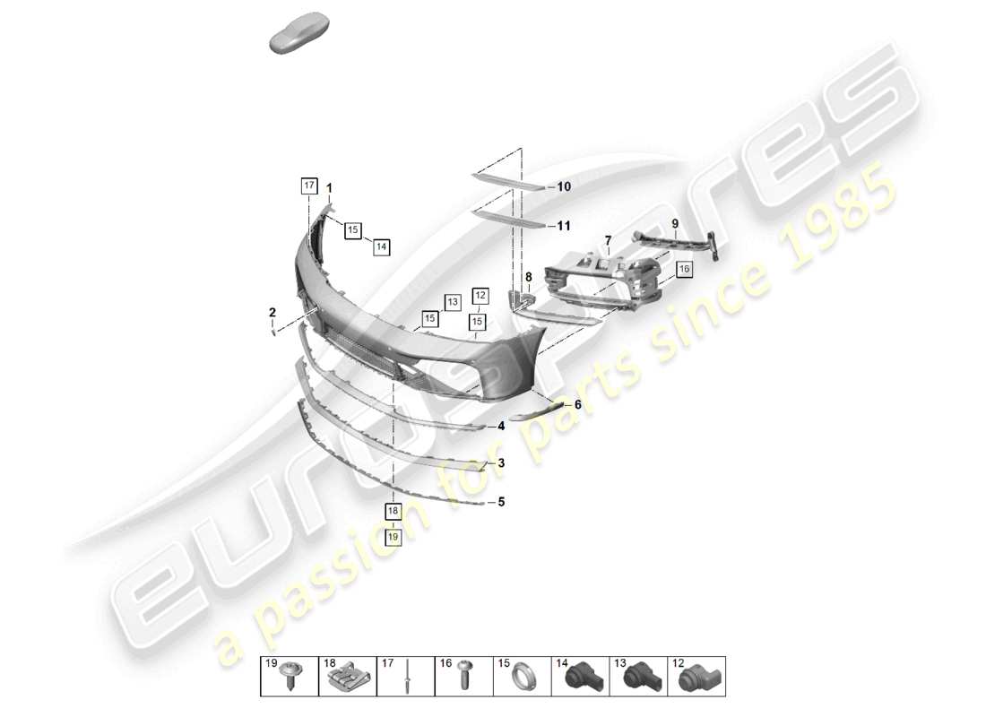 porsche 2024 (992-2) stoßstange vorne, ersatzteildiagramm