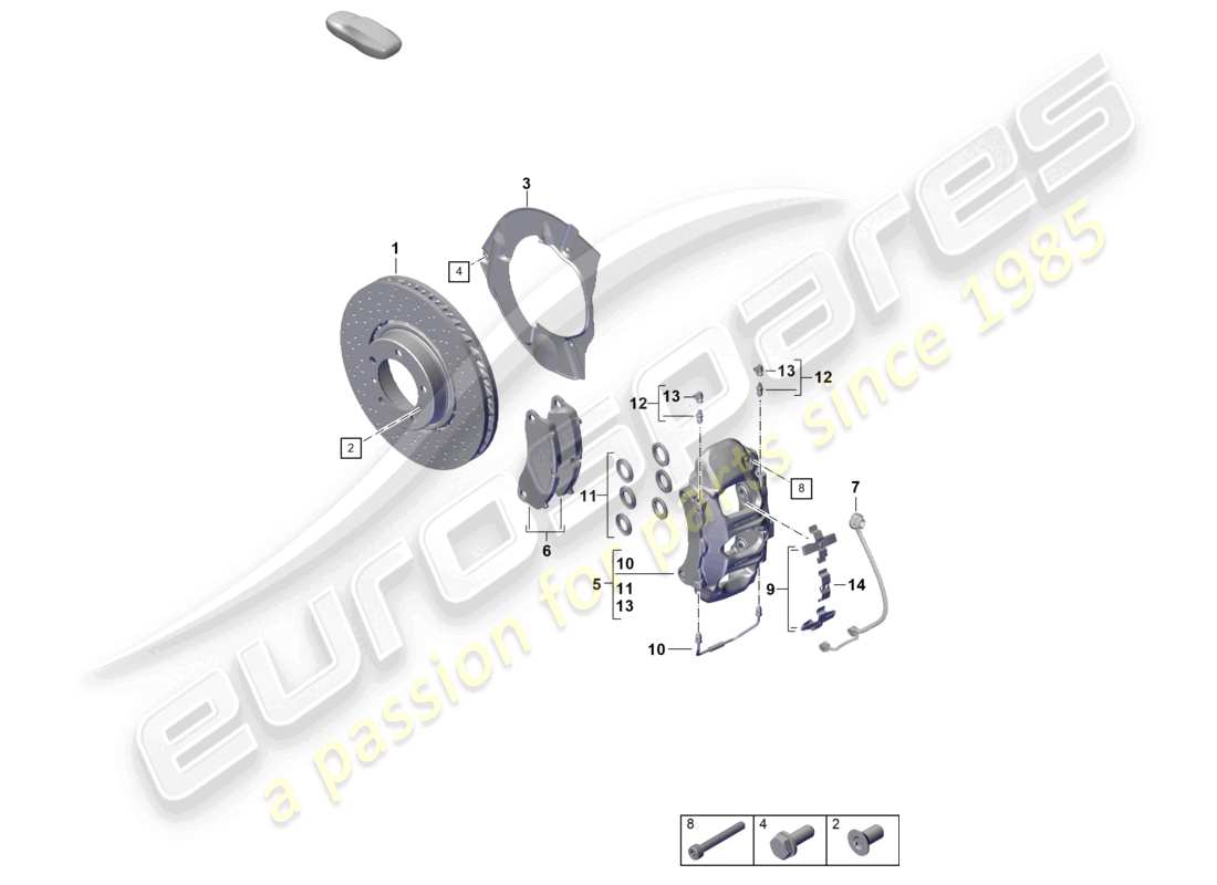 porsche 2024 (992-2) scheibenbremse basic vorderachse teilediagramm