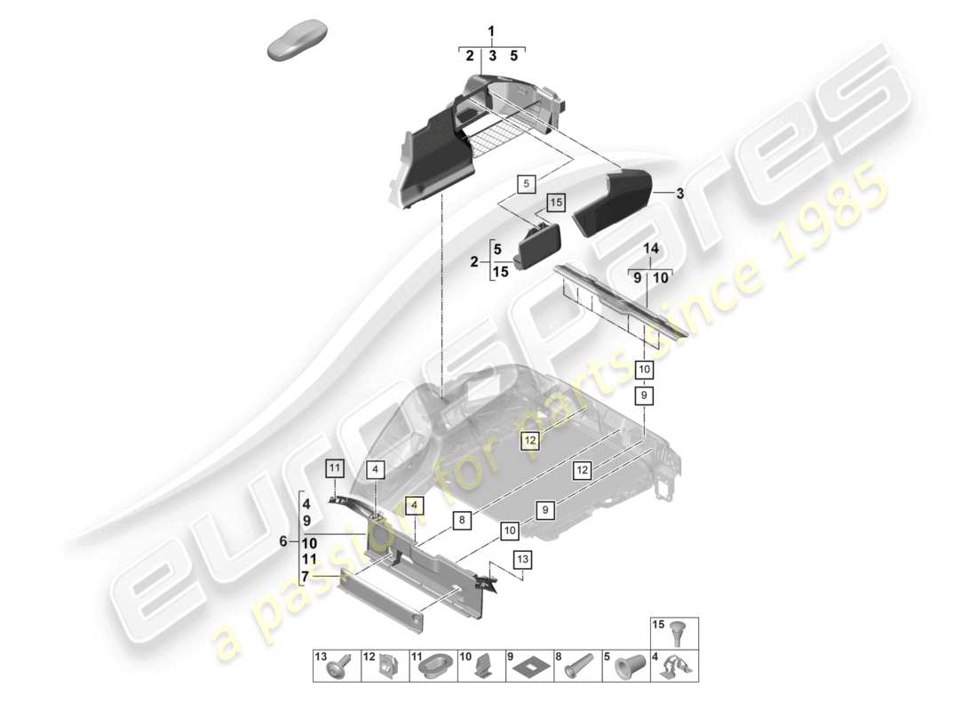 porsche 2021 (panamera 971-2) gepäckraumverkleidung seitlich, teilediagramm
