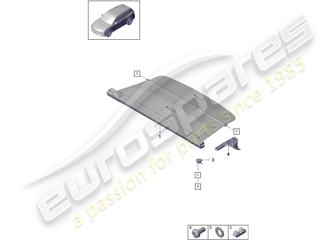 porsche 2022 (cayenne e3 9ya/9yb) abdeckschale teilediagramm