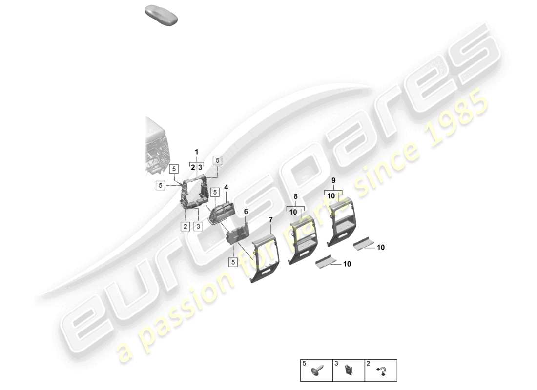 porsche 2025 (macan-e) mittelkonsole hinten zubehör teilediagramm