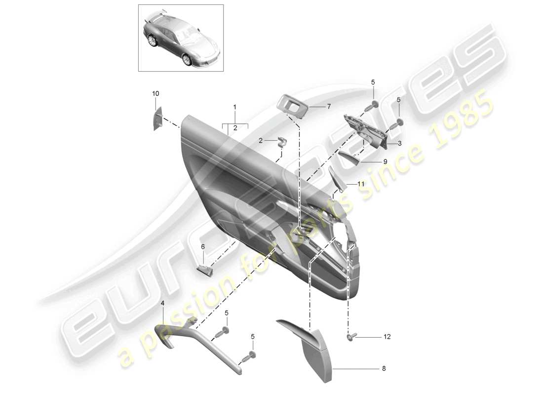 porsche 2021 (991-2 r/gt3/rs) türverkleidung zubehör gt3 d >>- mj 2016 teilediagramm